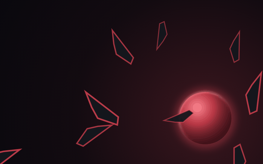 Crimson Drift: a battle that ended long ago, still tumbling in red light.